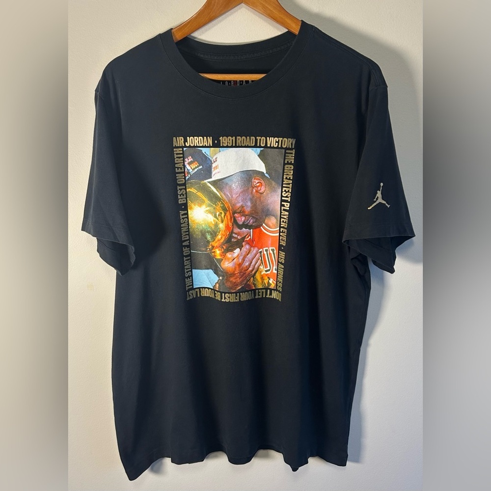 Air Jordan Shirt Mens XL Black Jumpman 1991 Road To Victory Remastered Retro